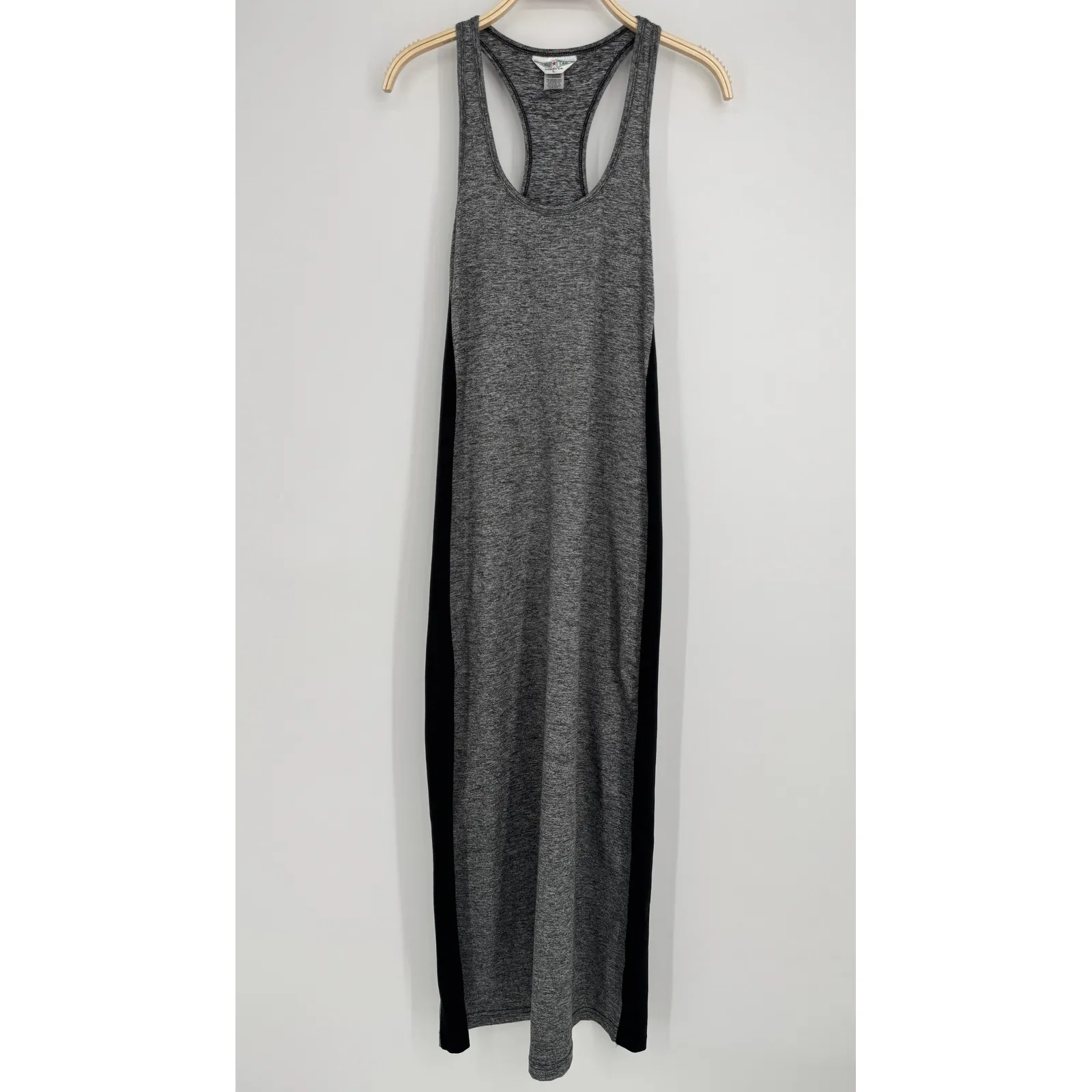 Hard Tail Racerback Maxi Tank Dress Size Large Gray Black Athleisure Minimalist - Image 3