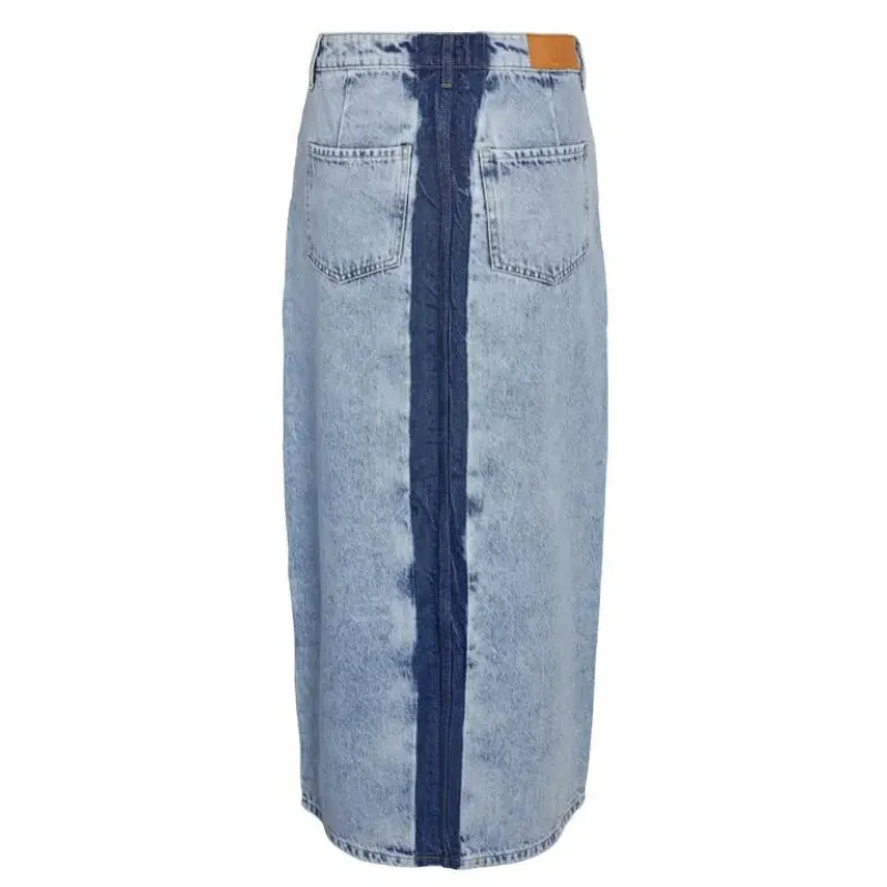 NOISY MAY rinna colorblock front slit denim midi skirt‎ Size XS - Image 4