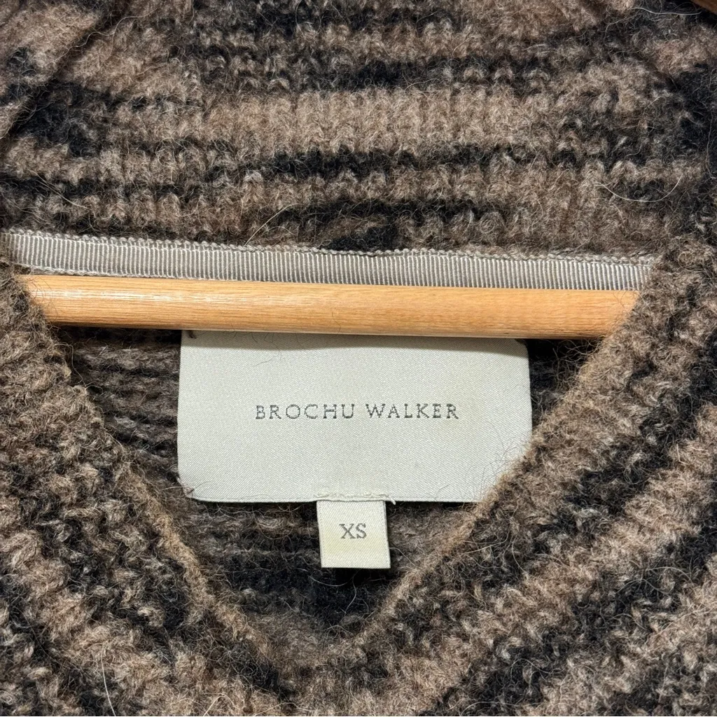 Brochu Walker Dutton Wool Blend Spacedye Sweater Size XS Oversized Brown Fall - Image 3