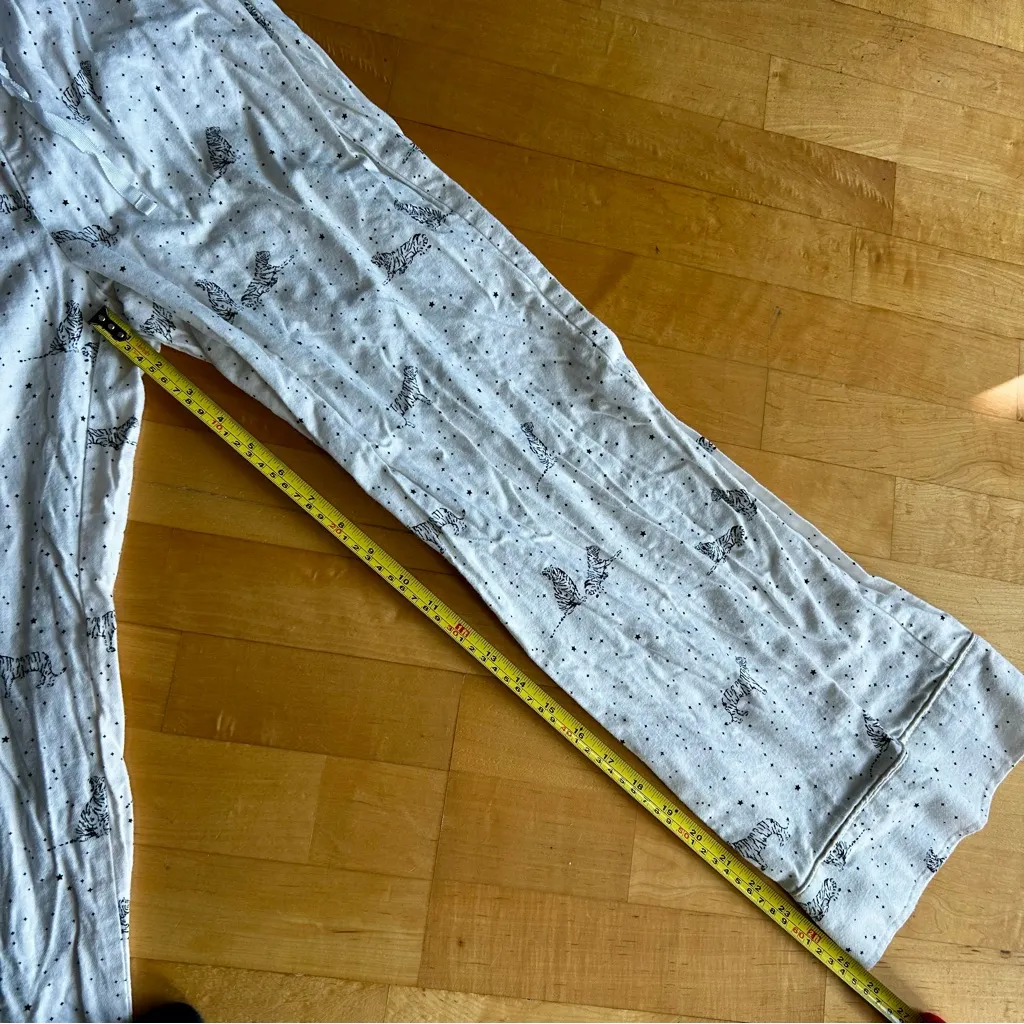 Banana Republic Wide Leg, Flannel, Tiger Lounge Pant, White, Black, Size XS - Image 11