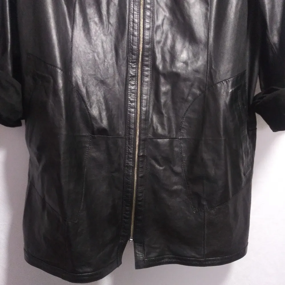 Kobakko (MR) Black Leather Suede Reversible Long Zip Up Jacket Size M Size M - Image 7