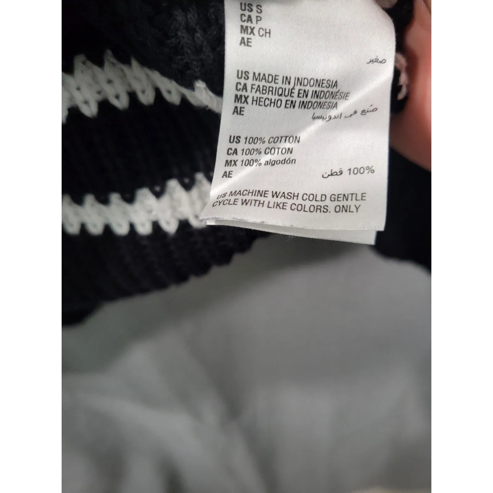 Style & Co. Women's Striped Cotton Sweater Navy Blue & White Knit Small Black - Image 8