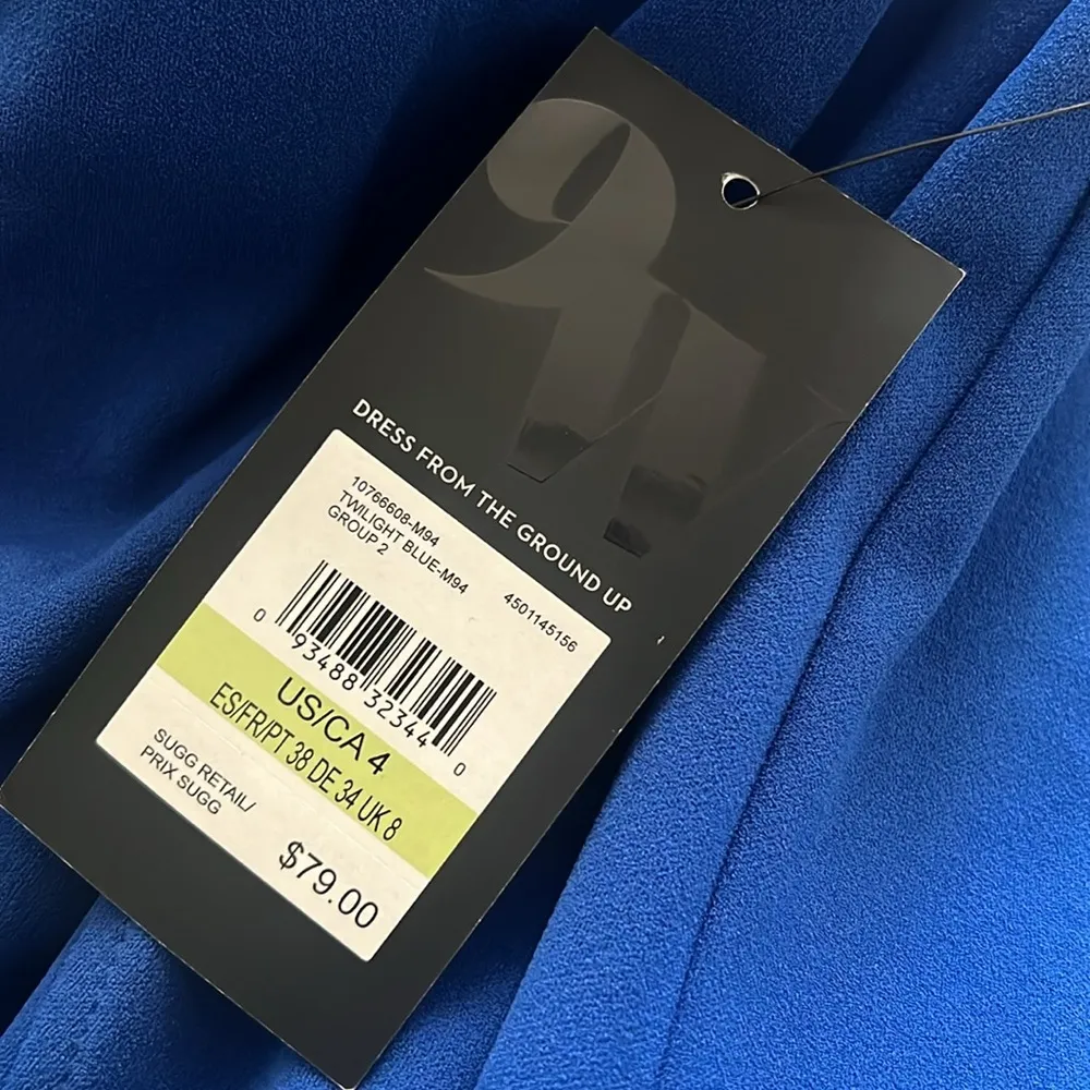 Nine West Cool Crepe Cut Out Neck Trapeze Dress in Blue, NWT, Size 4 - Image 3