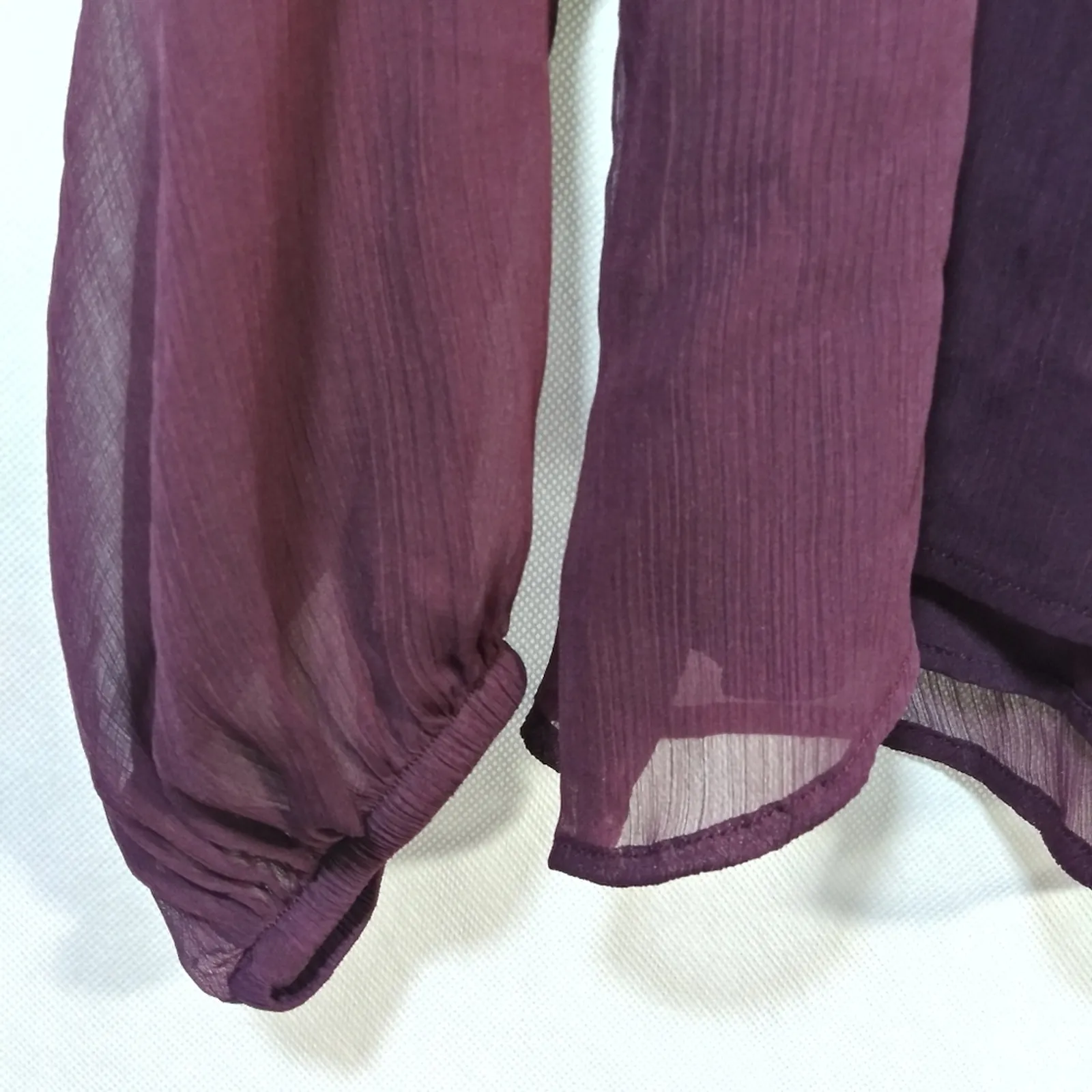 Joie Long Sleeve Smocked Top Blouse Deep Wine Feminine Size M - Image 5