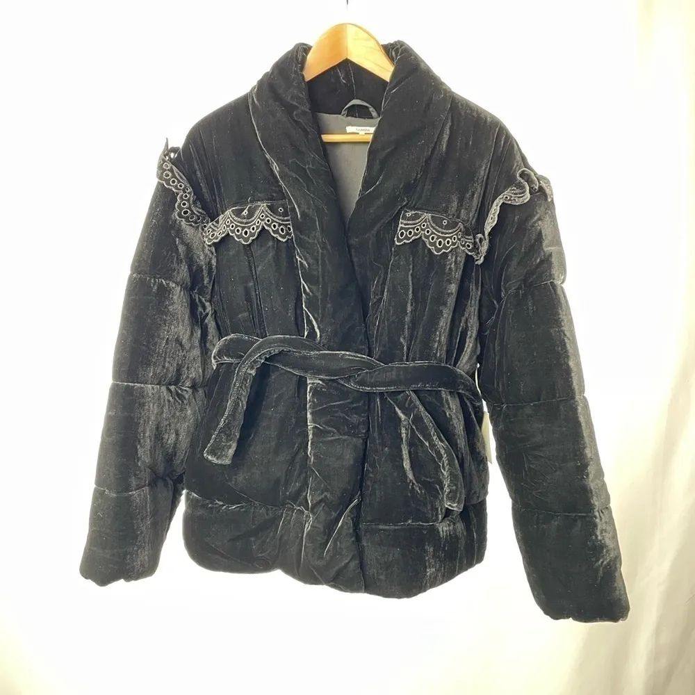 NWT Tularosa Juliet Velvet Puffer Coat‎ in Black Size Medium - Image 6