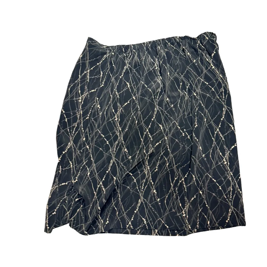 Vintage Maggie McNaughton Botanical Midi Skirt Plus Size 3X Black Cream Designer - Image 8