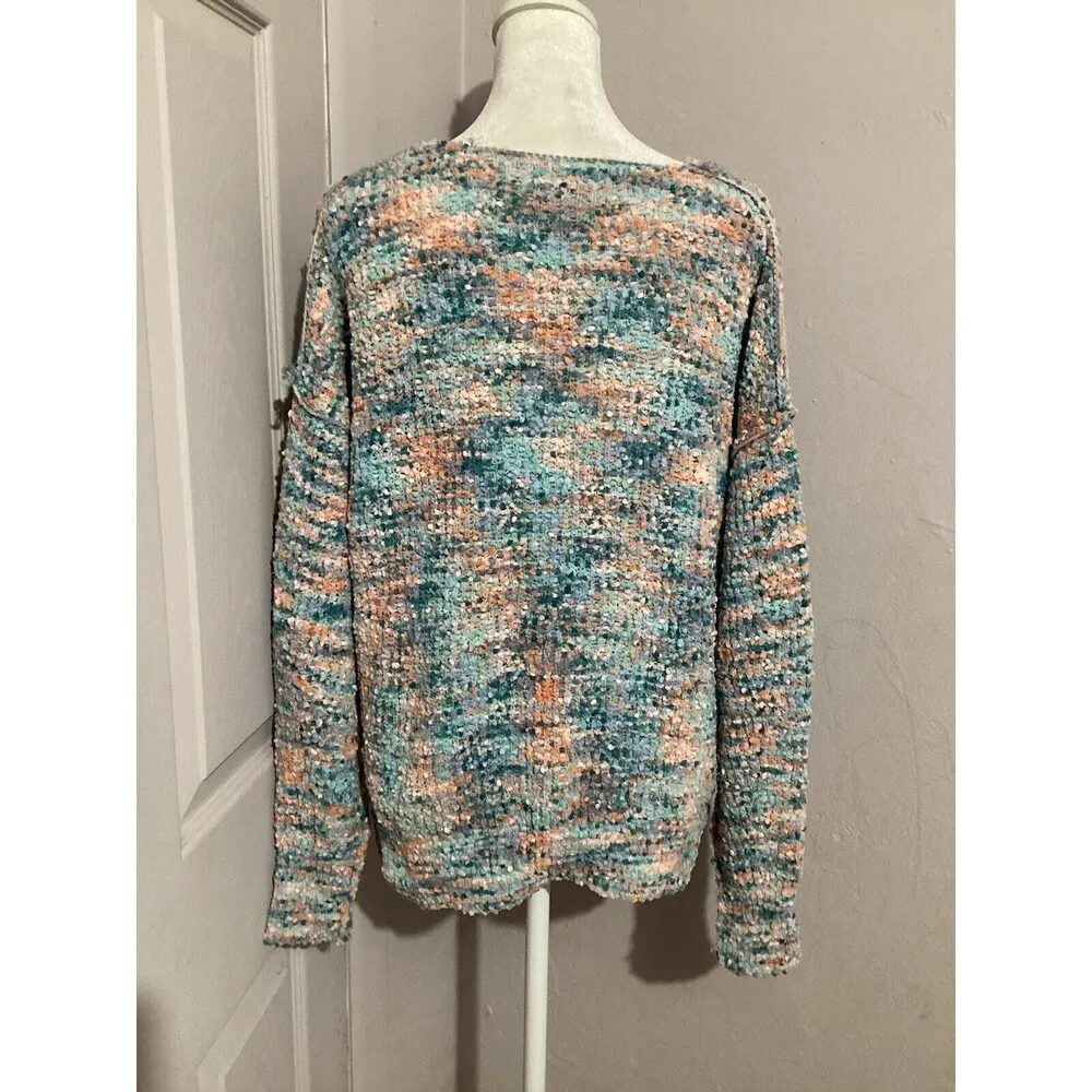 Rachel Zoe Multicolor Confetti V-neck Long Sleeve Pullover Sweater M - Image 3