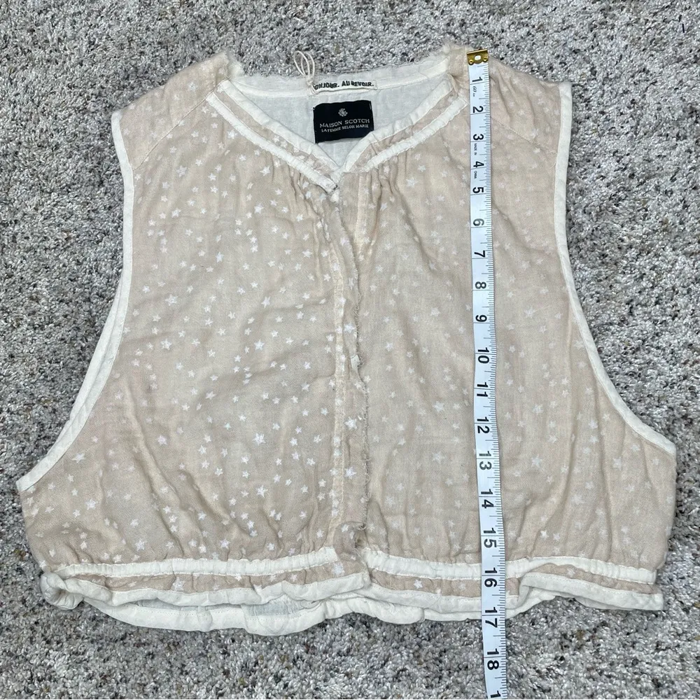 Maison Scotch by Scotch & Soda Beige White Cropped Gauzy Sleeveless Blouse - Image 10