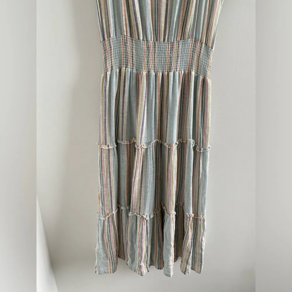 Rails Amellia Sag Harbour Stripe Linen Blend Tiered Midi Dress Size XS - Image 11