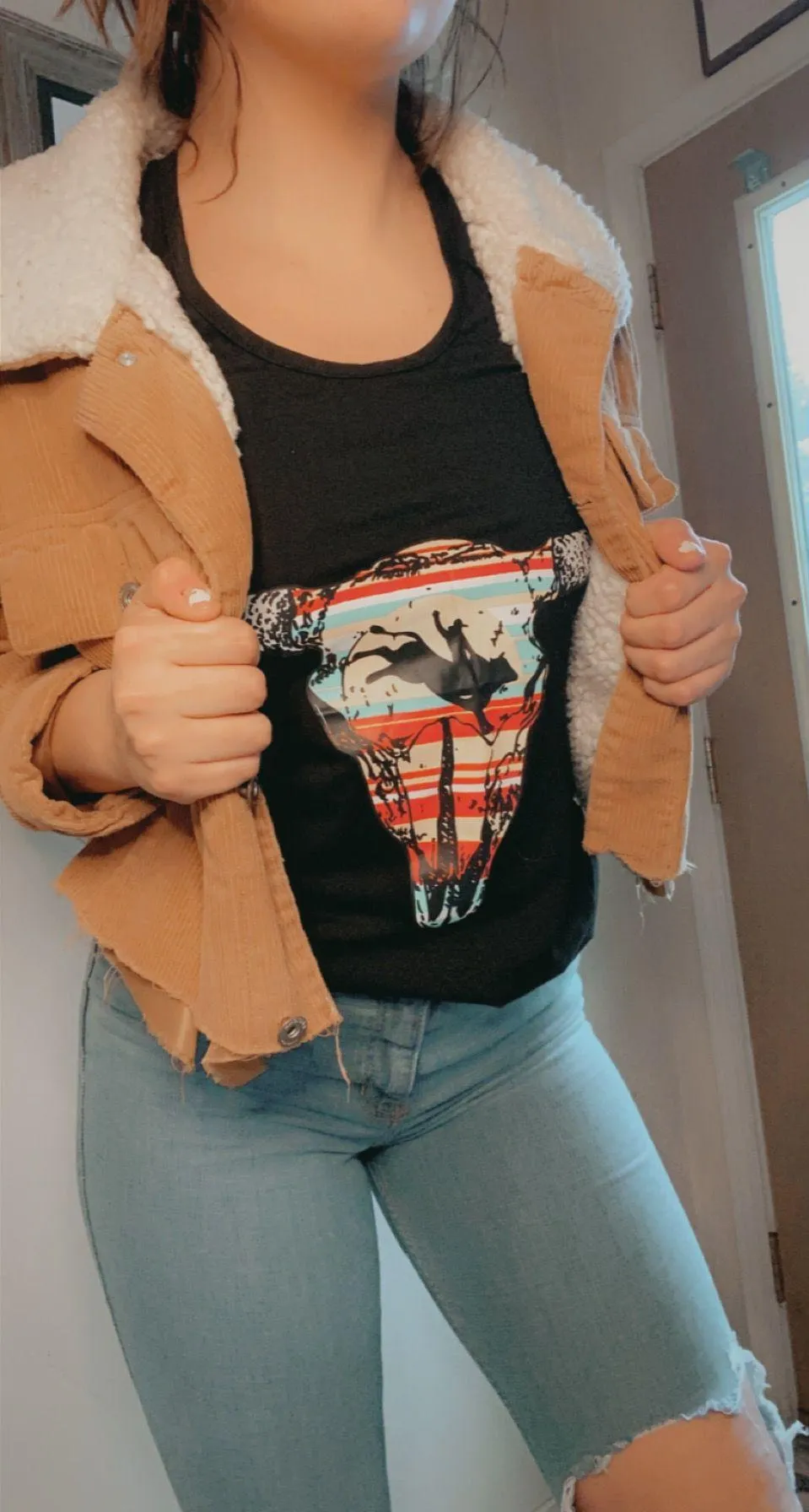 Black Western Longhorn Rodeo Tank Size M - Image 3