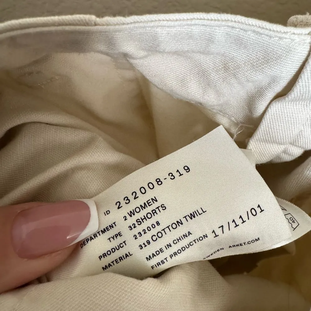 Arket High Waist Twill Cargo Shorts Cream Size‎ 38 6US Size 28 - Image 6