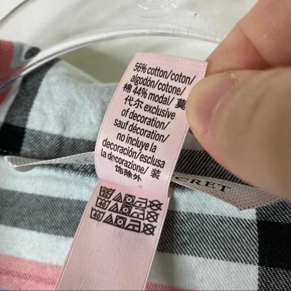 3/$30 Victoria's Secret | Pink Plaid Button Up Shirt White/Black/Blue M - Image 5