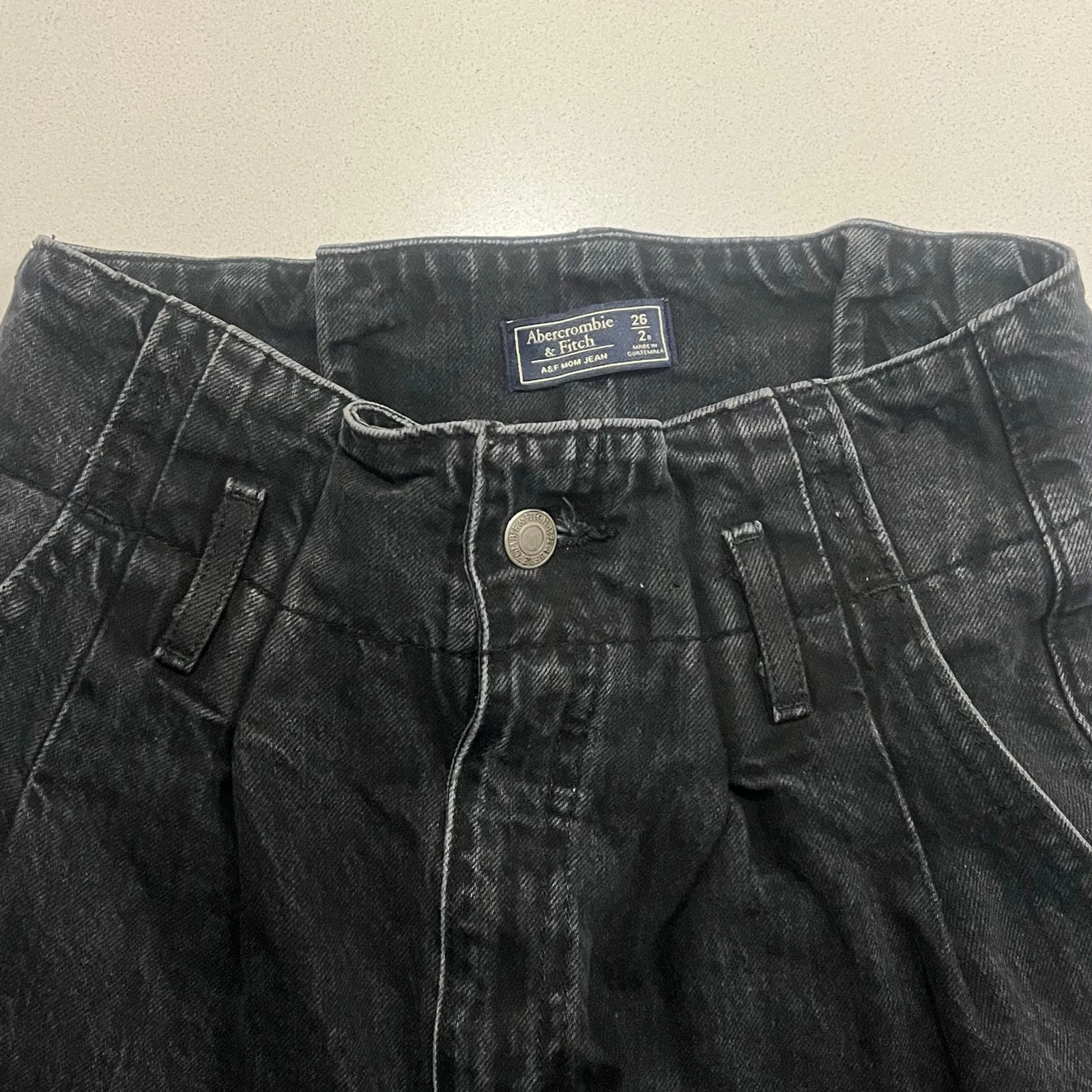 Abercrombie & Fitch A&F‎ Mom Jeans Womens 26/2 Faded Black Distressed Jeans - Image 7