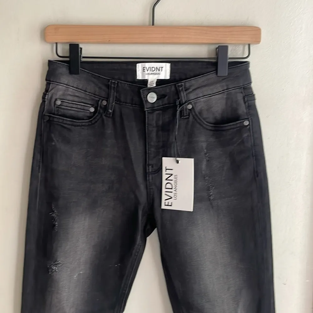 EVIDNT Los Angeles Hermosa Black Jeans Mid Rise Raw Hem Size 25 - Image 4