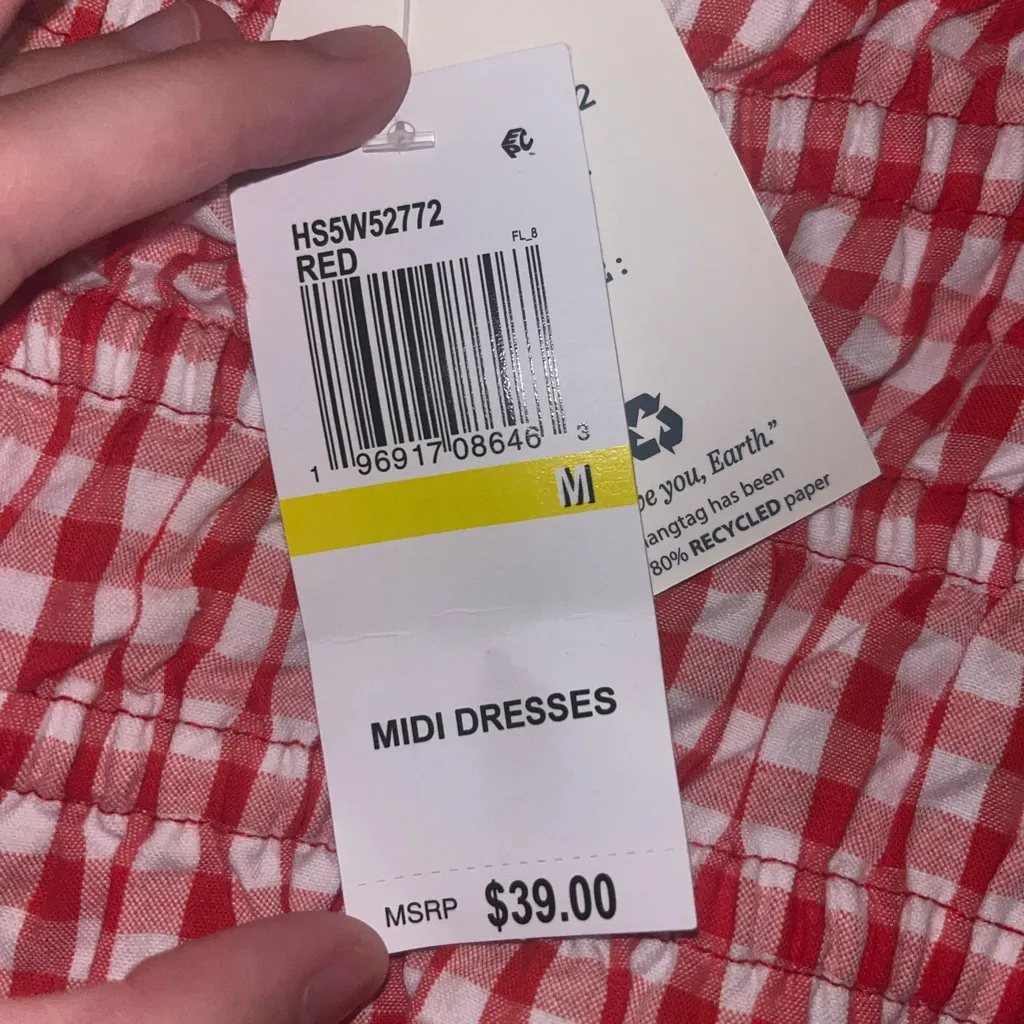 Macy's Red and White Strapless Dress - Image 6