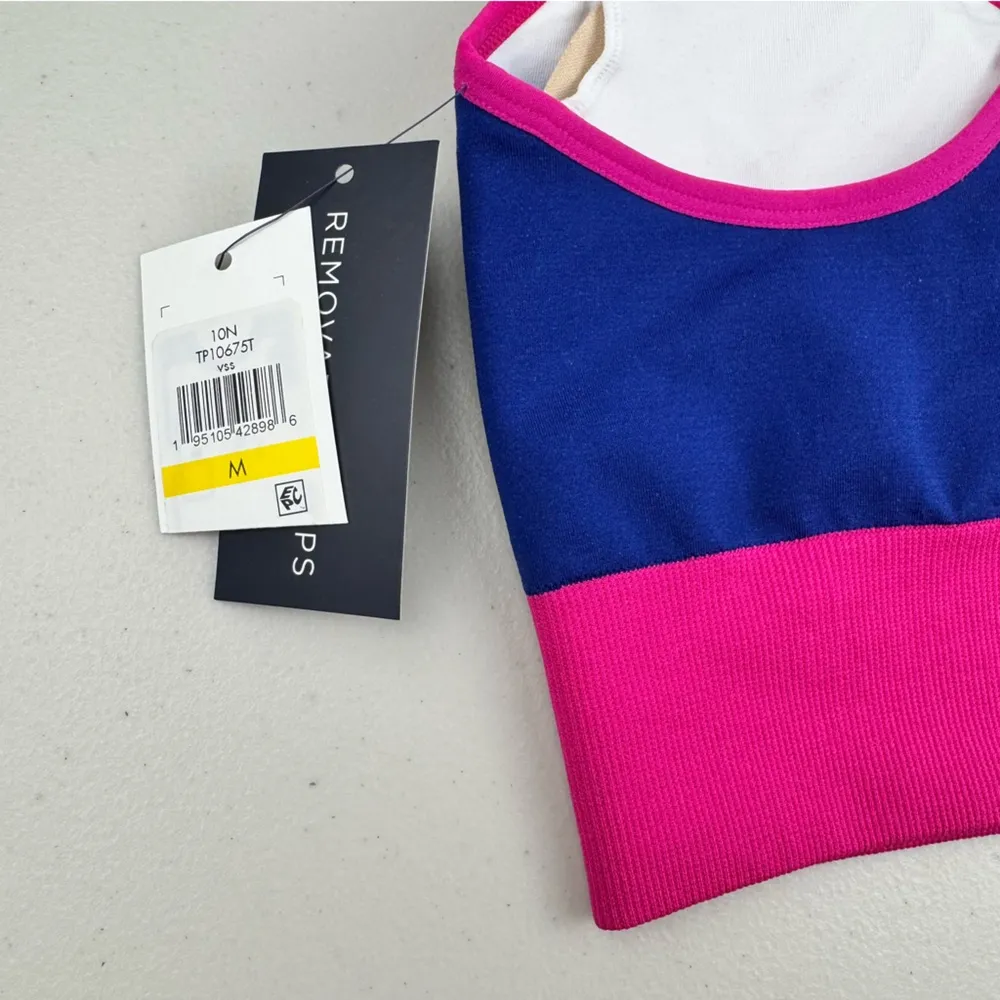 Tommy Hilfiger Sport Pink/Blue/White Sports Bra Racerback Size Medium Low Impact - Image 4