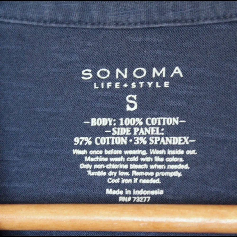 Sonoma | Navy Blue Button Down Blouse 3/4 Sleeve - Image 2