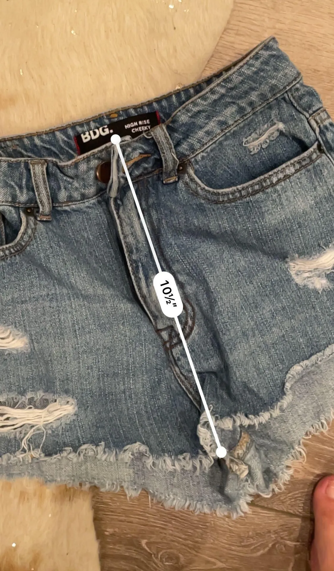 High Rise Cheeky Distressed Jean Shorts - Image 3