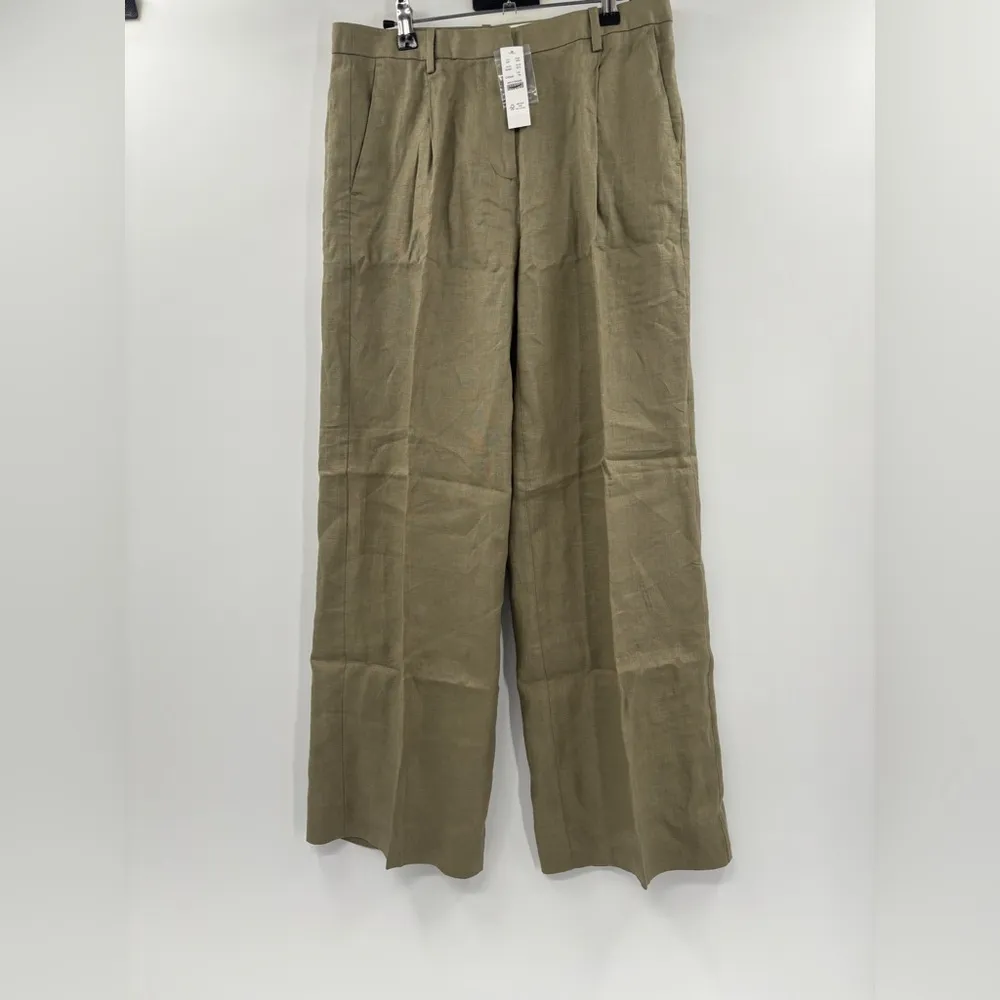 J.Crew Petite wide-leg Essential pant in linen Dusty Fatigue - Image 4