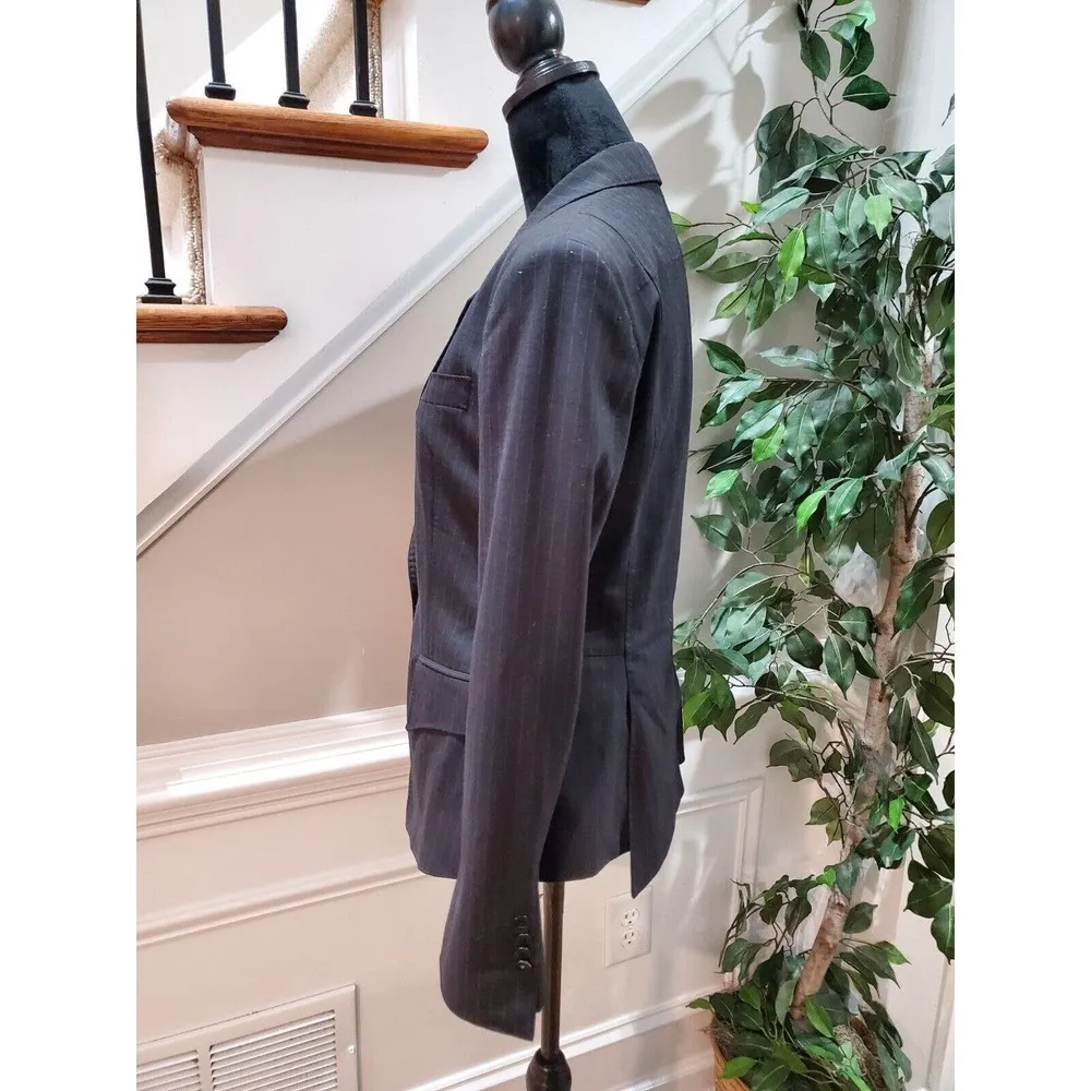 J.Lindeberg Women Black Striped Polyester Single Breasted Long Sleeve Blazer 38 - Image 6