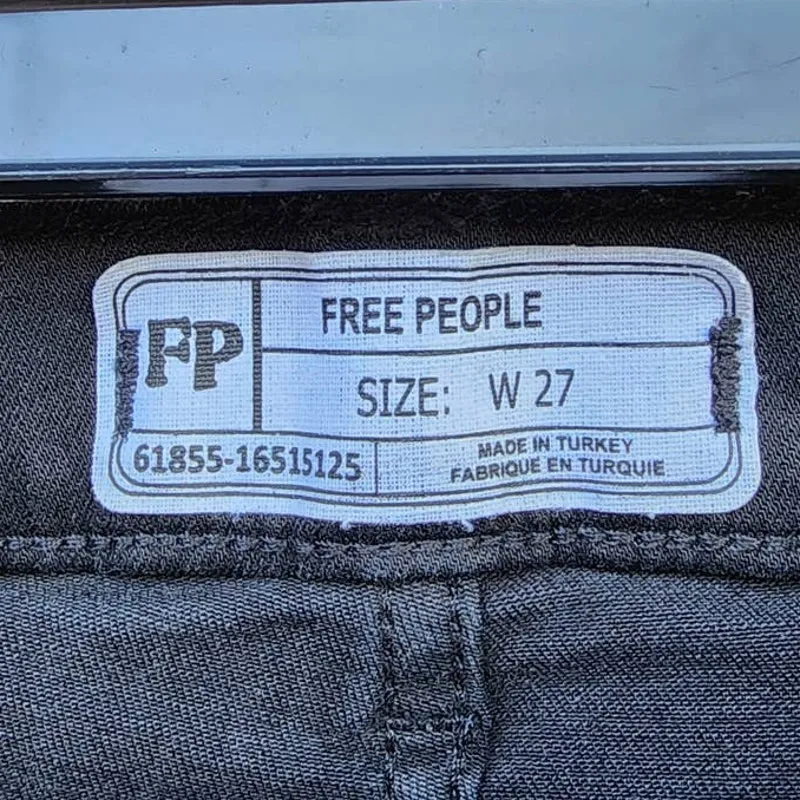 Free People Shark Bite Raw Hem Washed Black Skinny Jeans 27 - Image 4