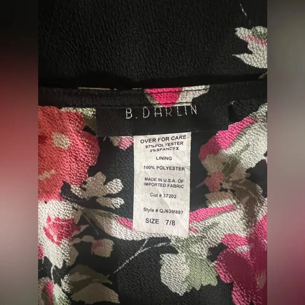 B. Darlin Juniors Floral Wrap Mini Ruffle Dress Size 7/8 Party,  Long Sleeve - Image 7