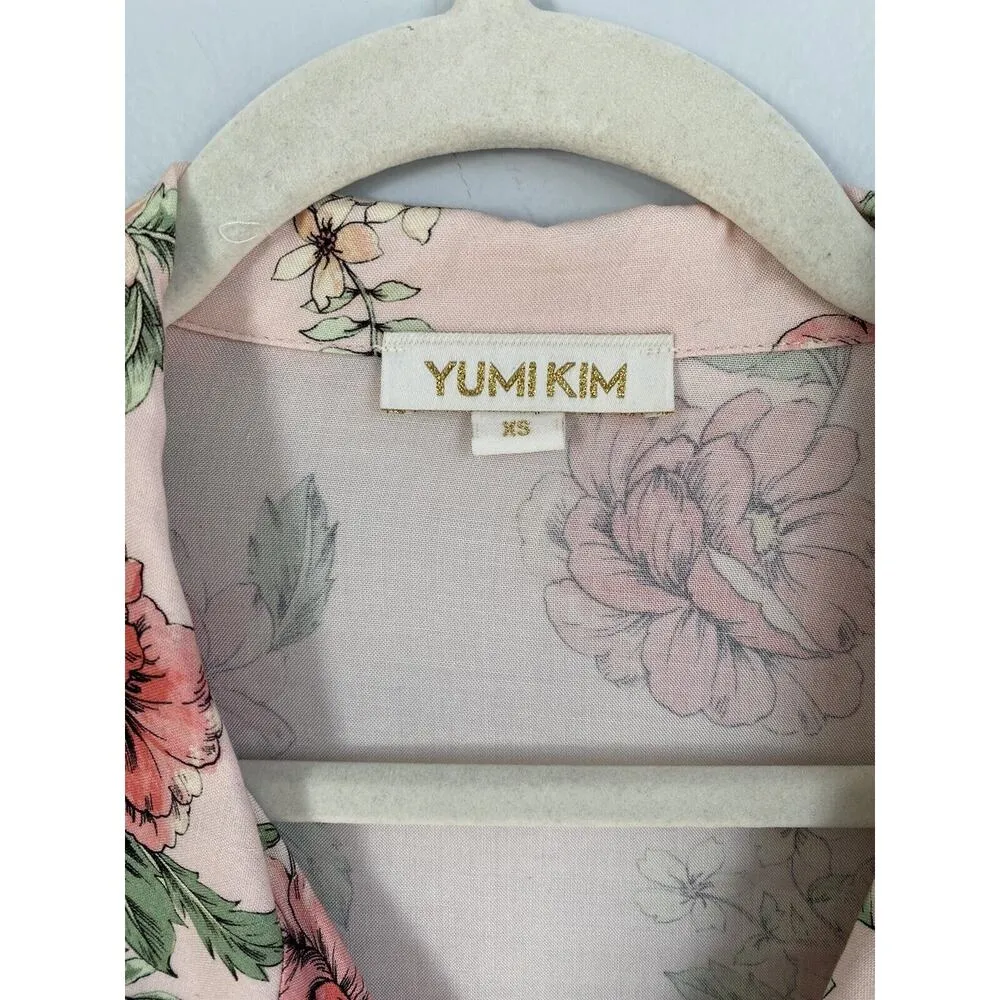 Yumi Kim Beauty Rest Floral Pajama Top Shirt Deep Love Hazel Pink XS EUC Button - Image 5