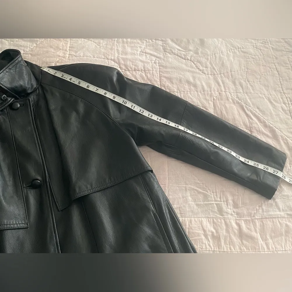 Reed Sportswear Leather Trench Coat Black M - Image 12