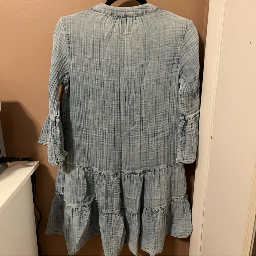 Faherty Dune Cotton Gauze Kasey Dress - Light Indigo Wash - Image 4