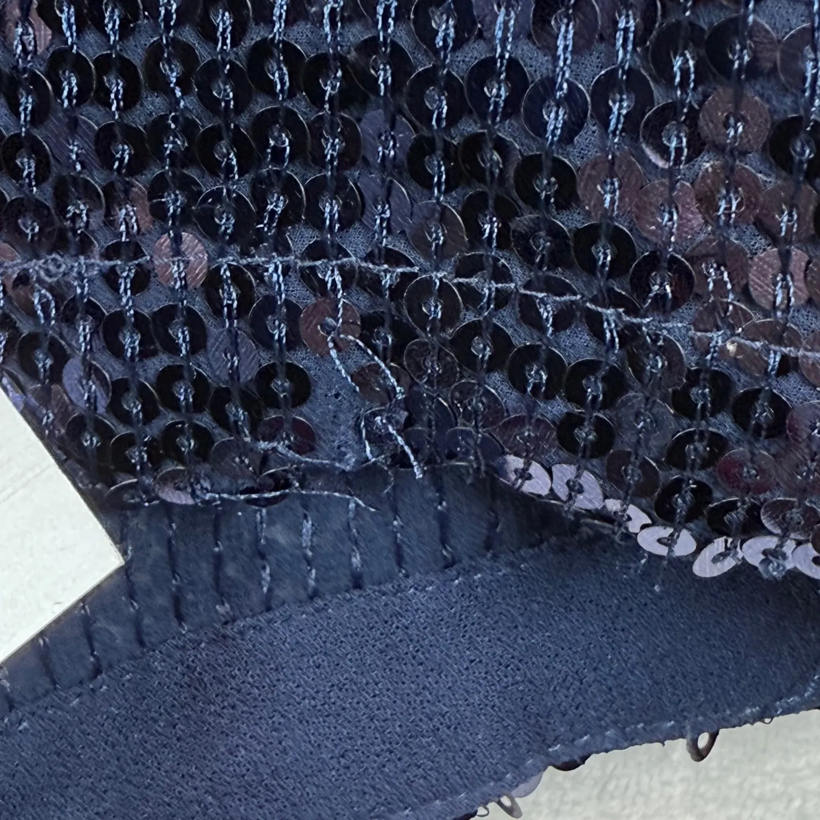 Free People Sequin Top Party Blouse Sparkly‎ Navy Blue Short Sleeve XS READ - Image 10