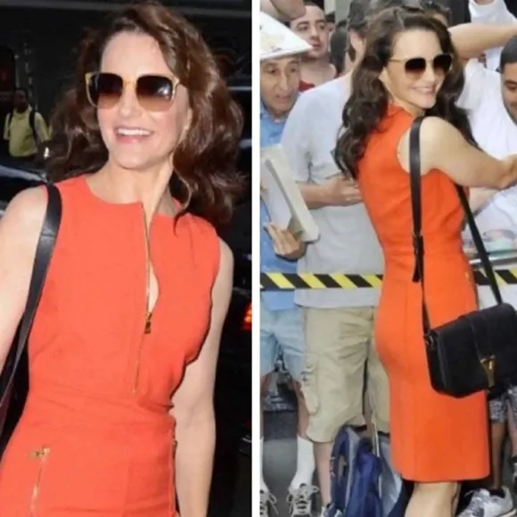 Tory Burch Mariel  Sleeveless Orange   Shift Dress Size 12 - Image 2