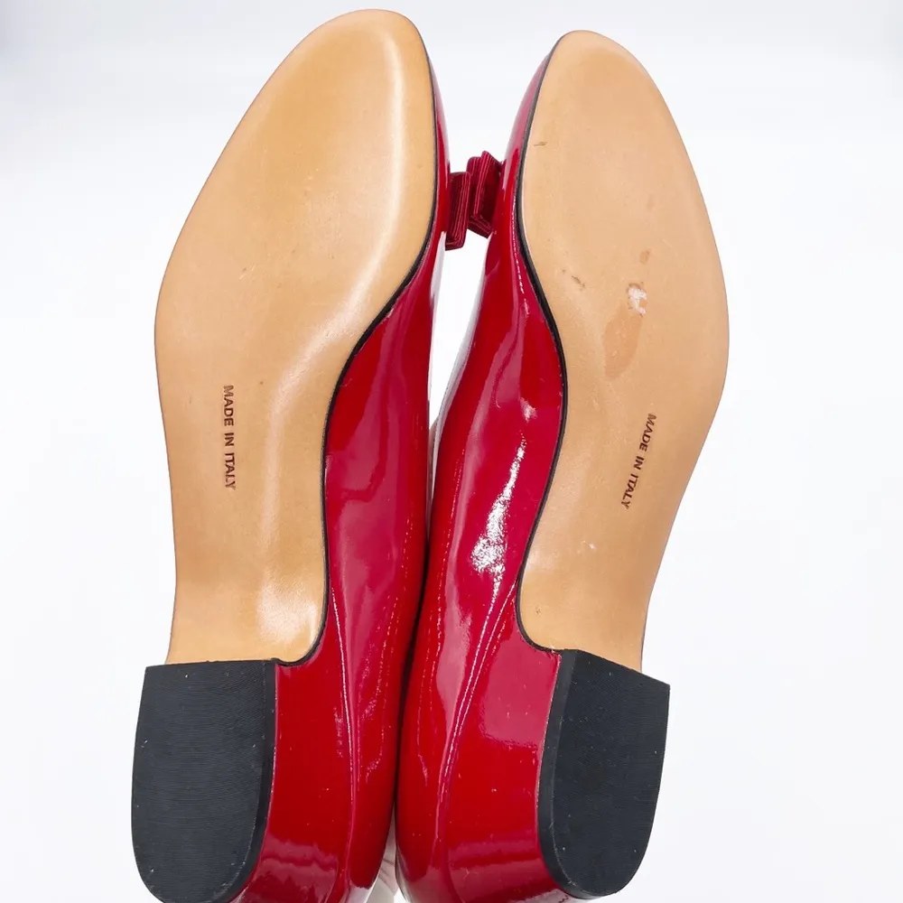 Vintage Salvatore Ferragamo Boutique Red Patent Leather Vara Bow Pumps 9.5 AAA - Image 9