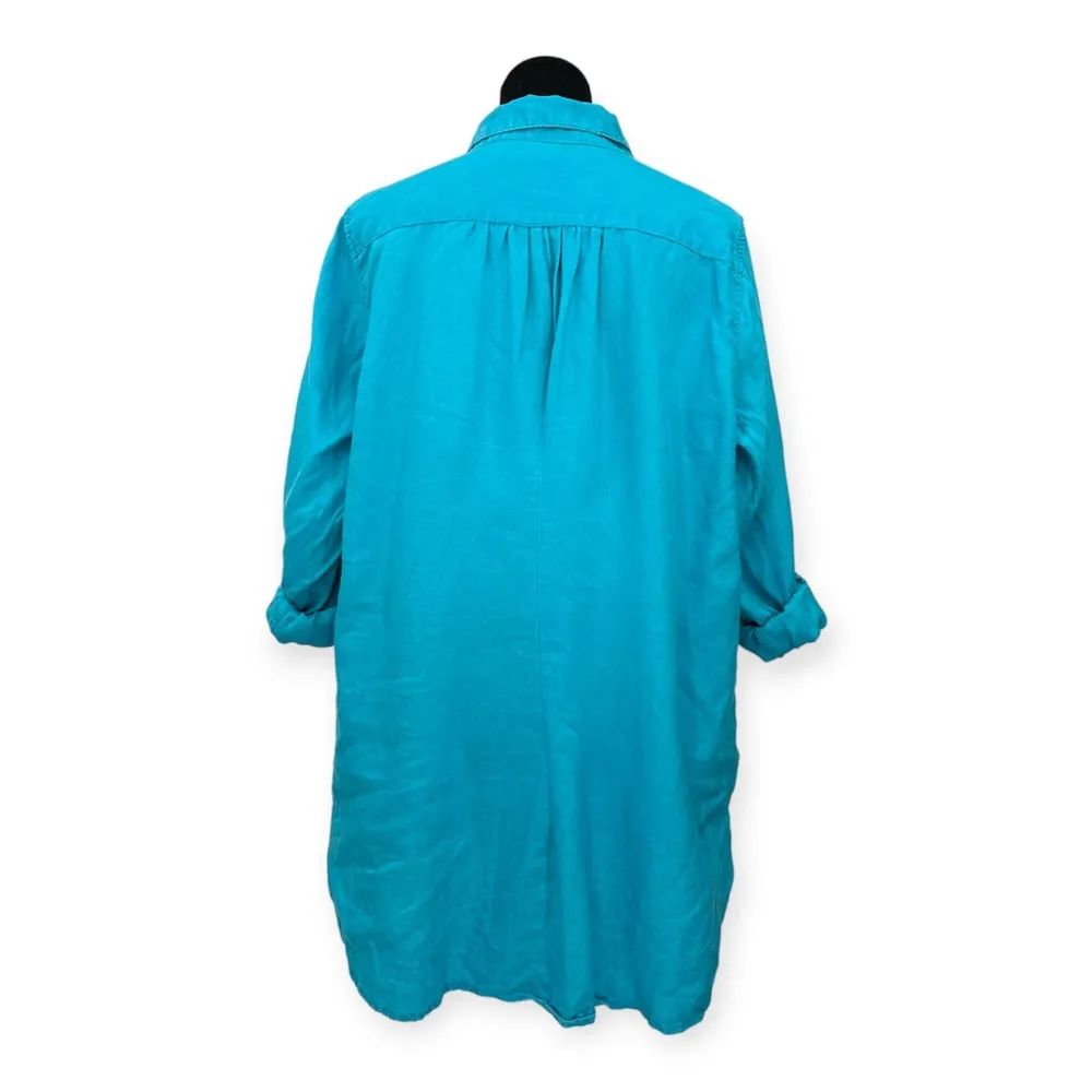 For Cynthia Woman | 1X | 100% Linen Tab Sleeve Collared V-Neck Popover Tunic - Image 6