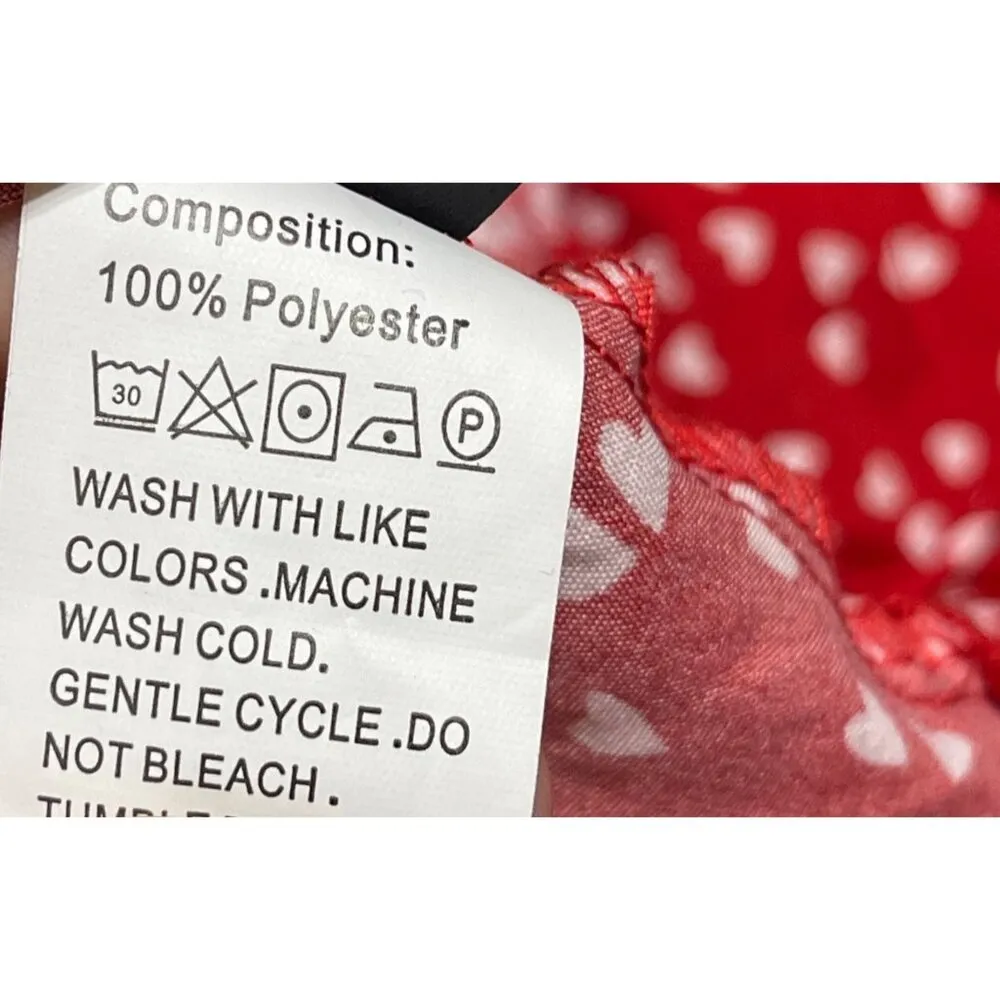 Shein 2 Piece Short Set Bikini Top Shorts All Over Hearts Red M Medium - Image 6