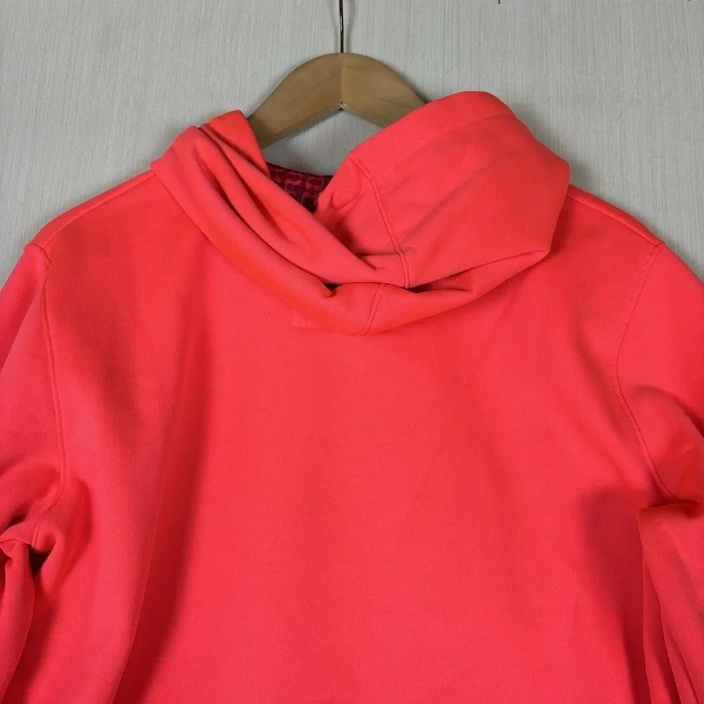 Under Armour Womens Hoodie Storm Sz L Neon Pink Logo Sweatshirt Pocket - Image 6