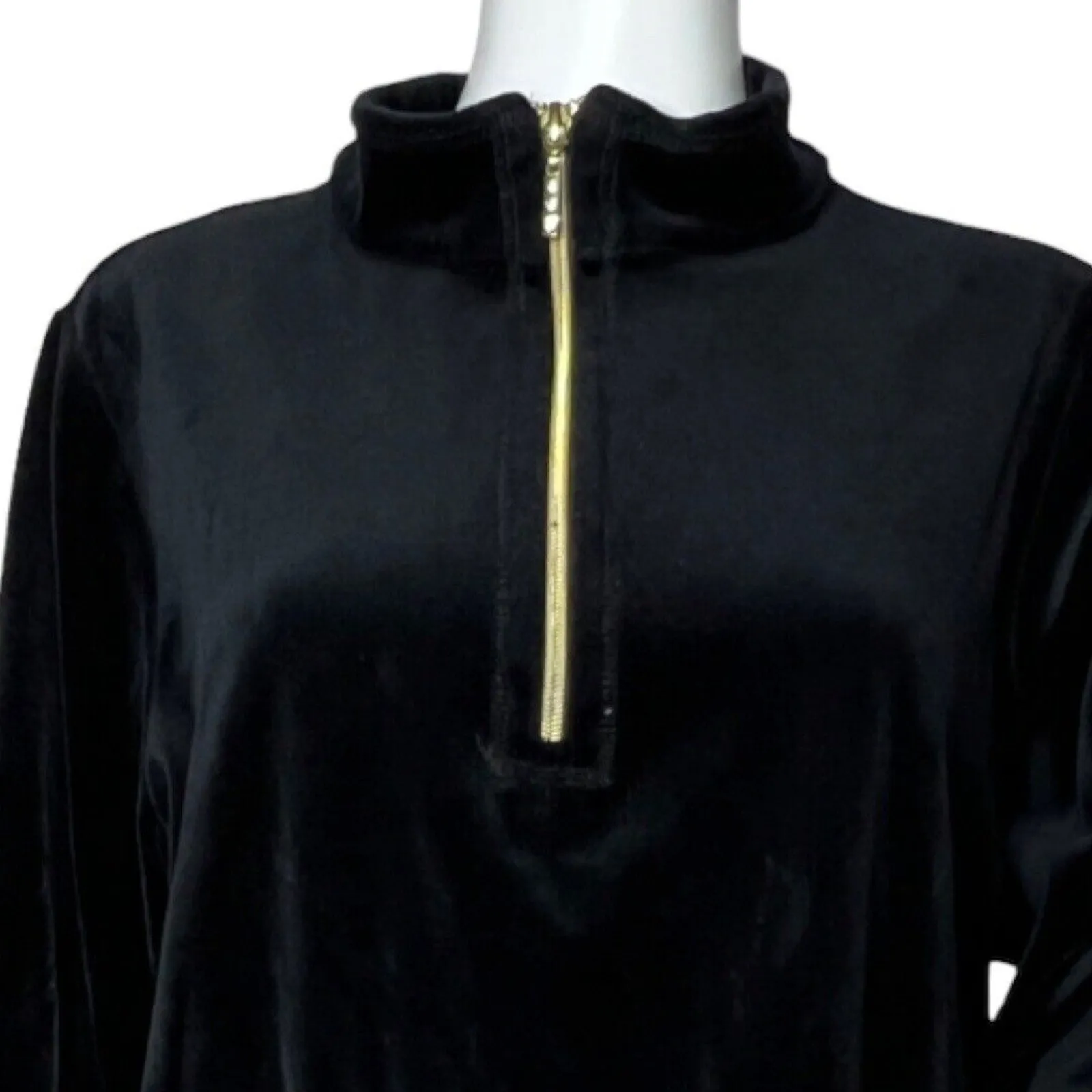 Catherines‎ Jacket Womens 14/16W Petite Black Velour Quarter Zip Pullover Casual - Image 4