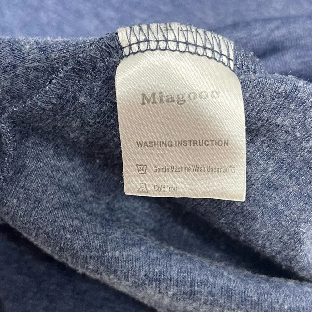 Lightweight Hooded Long Sleeve Top Button Detail Sz Large Women’s Blue - Image 9