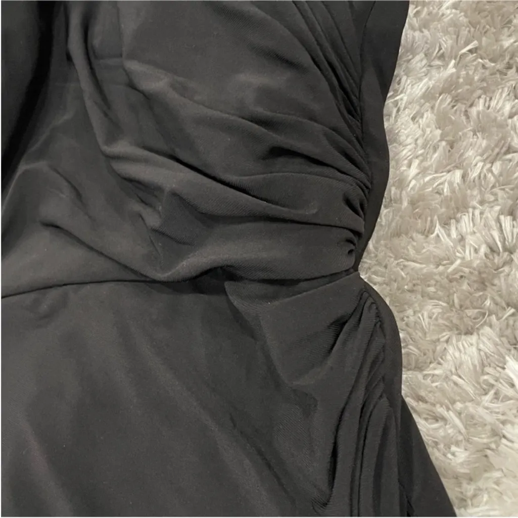 La Femme 28204 Black Strapless Jersey Dress with Slit Sz 12 - Image 7