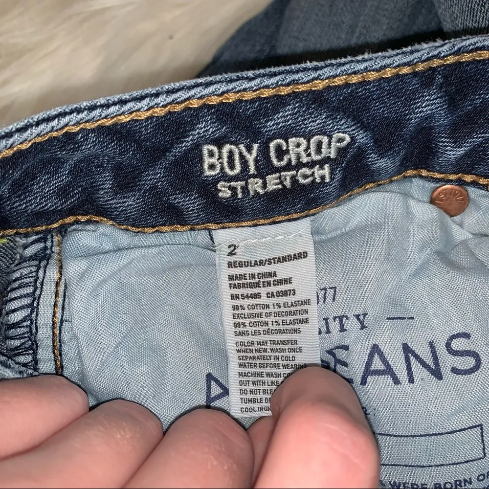 American Eagle Boy Crop Stretch Jeans Button Fly - Image 5