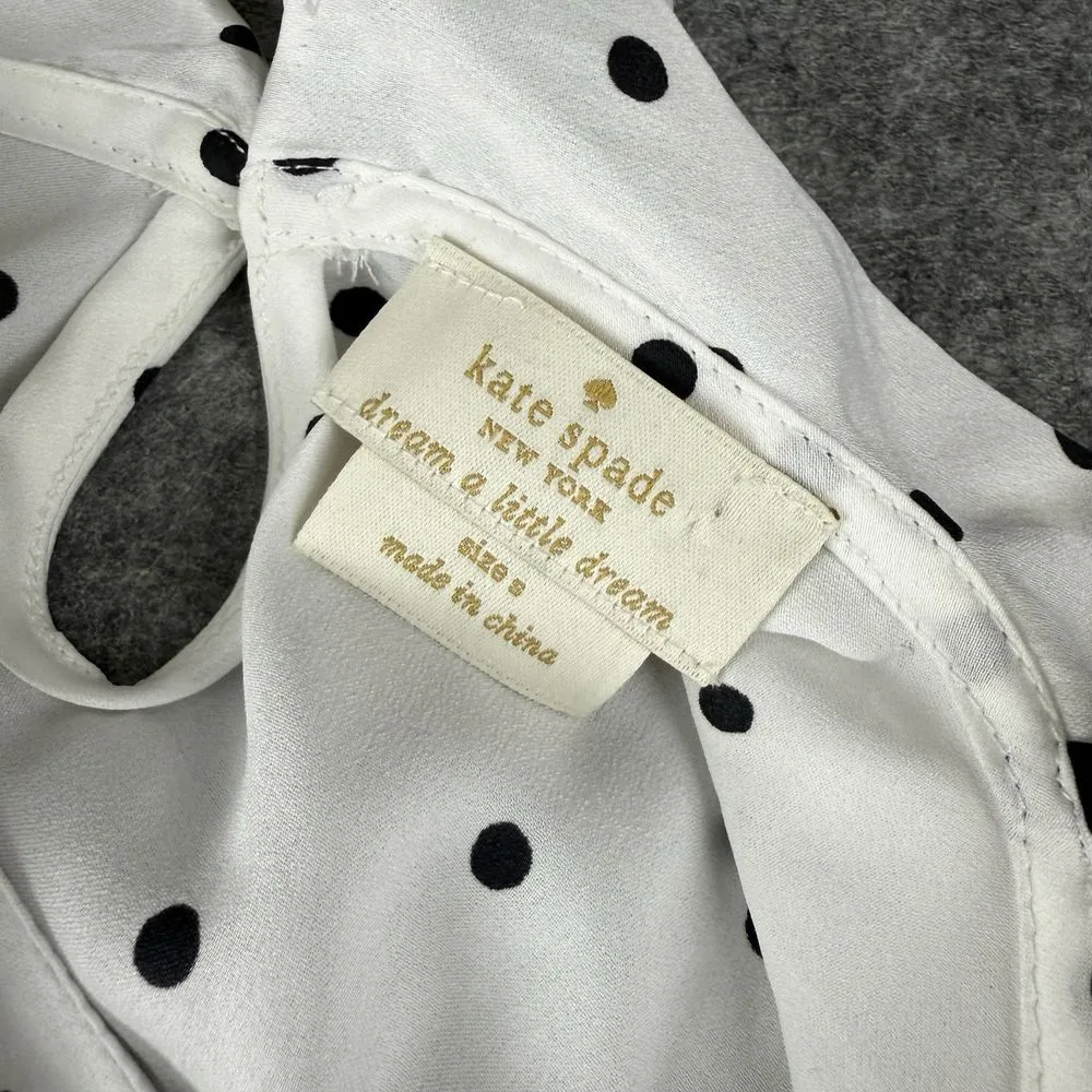 Kate Spade Romper Black White‎ Polka Dot Silky Size S NWT - Image 4