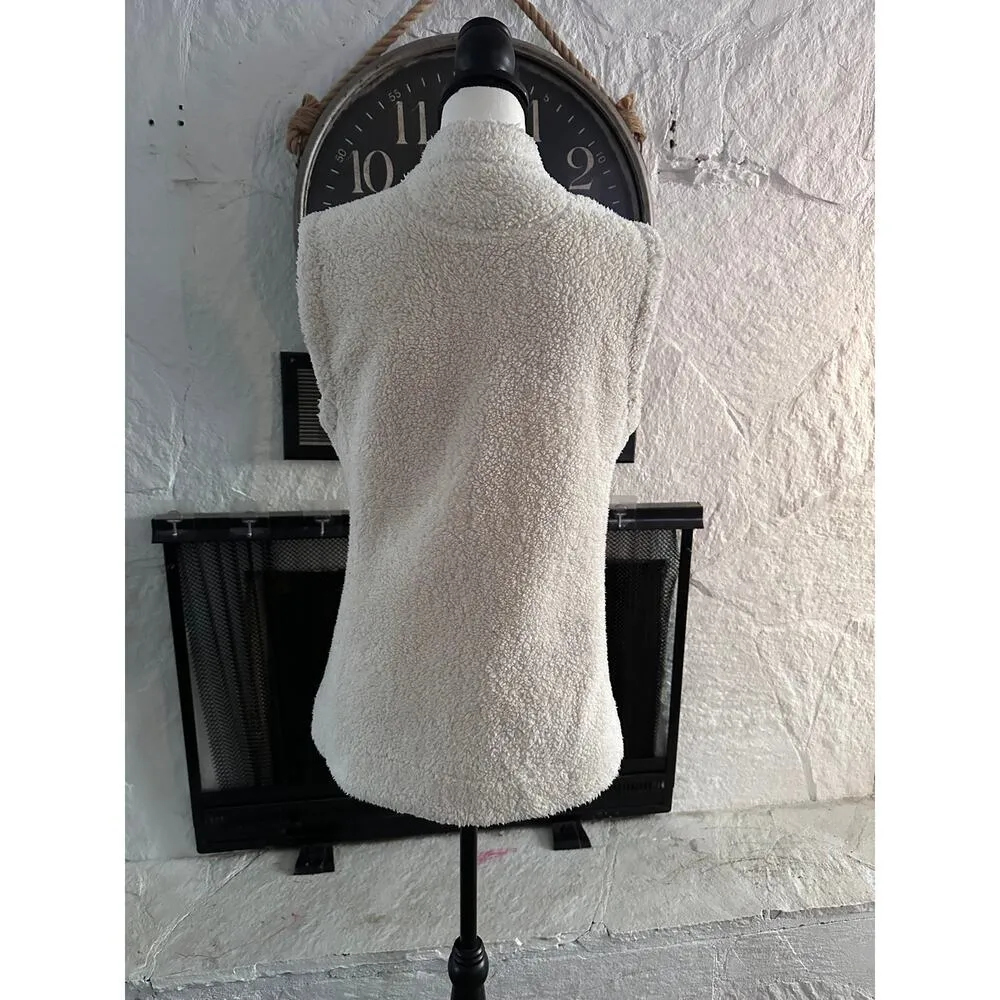 Calvin Klein Jacket Vest Faux Fur Soft White Size Medium - Image 3
