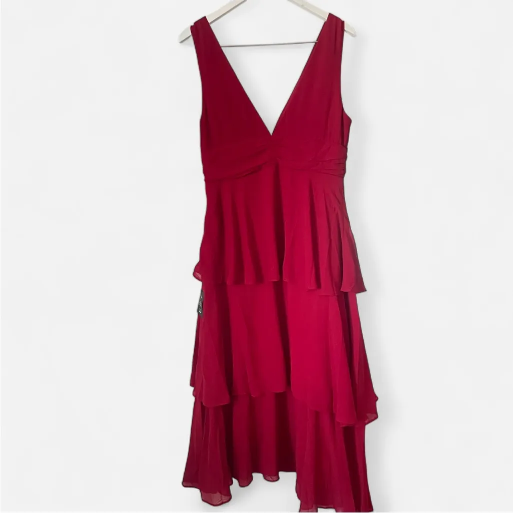 Lulus Celebration Time Tiered Midi Dress in Red - Image 4