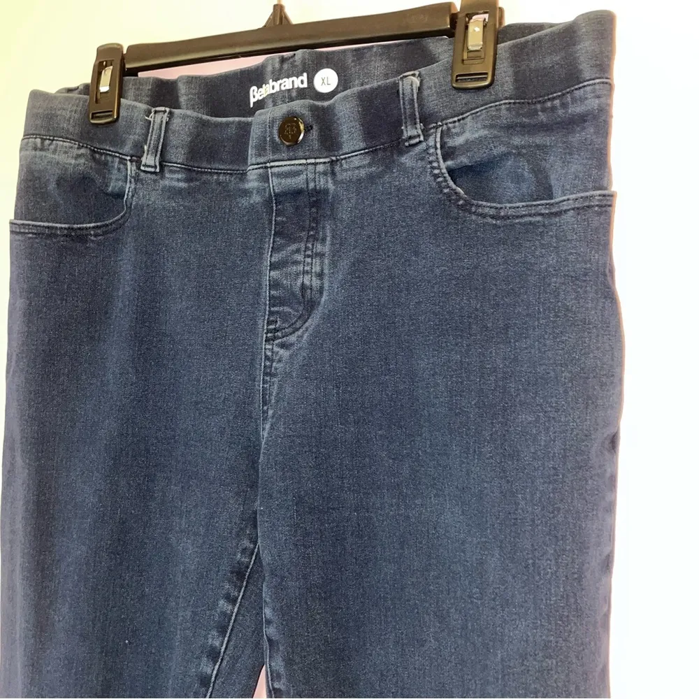 Betabrand XL Women's Blue Skinny Jeans Pull On Jegging - Image 2