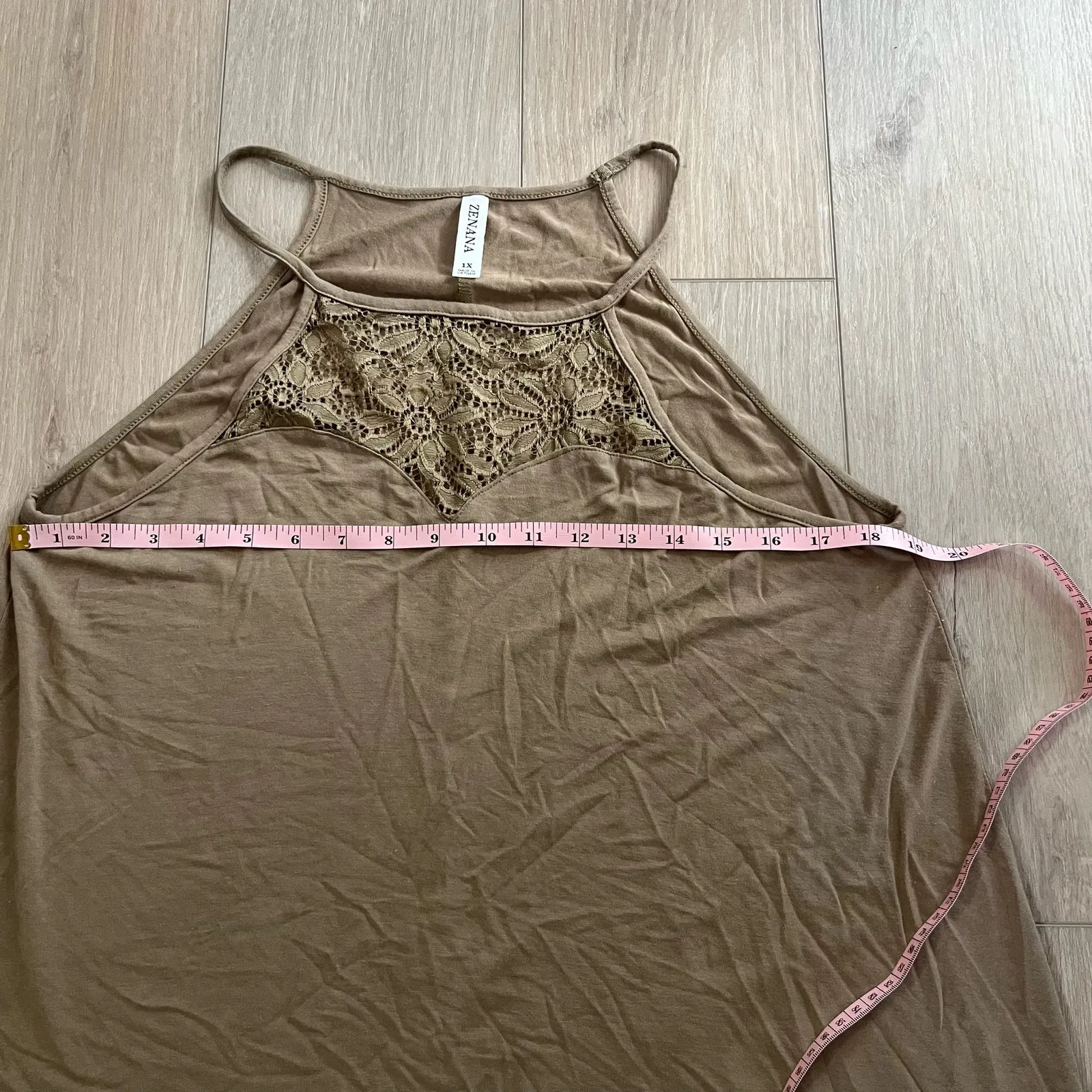 Zenana Women's Brown Lace Flowy Tank Size 1X - Image 6
