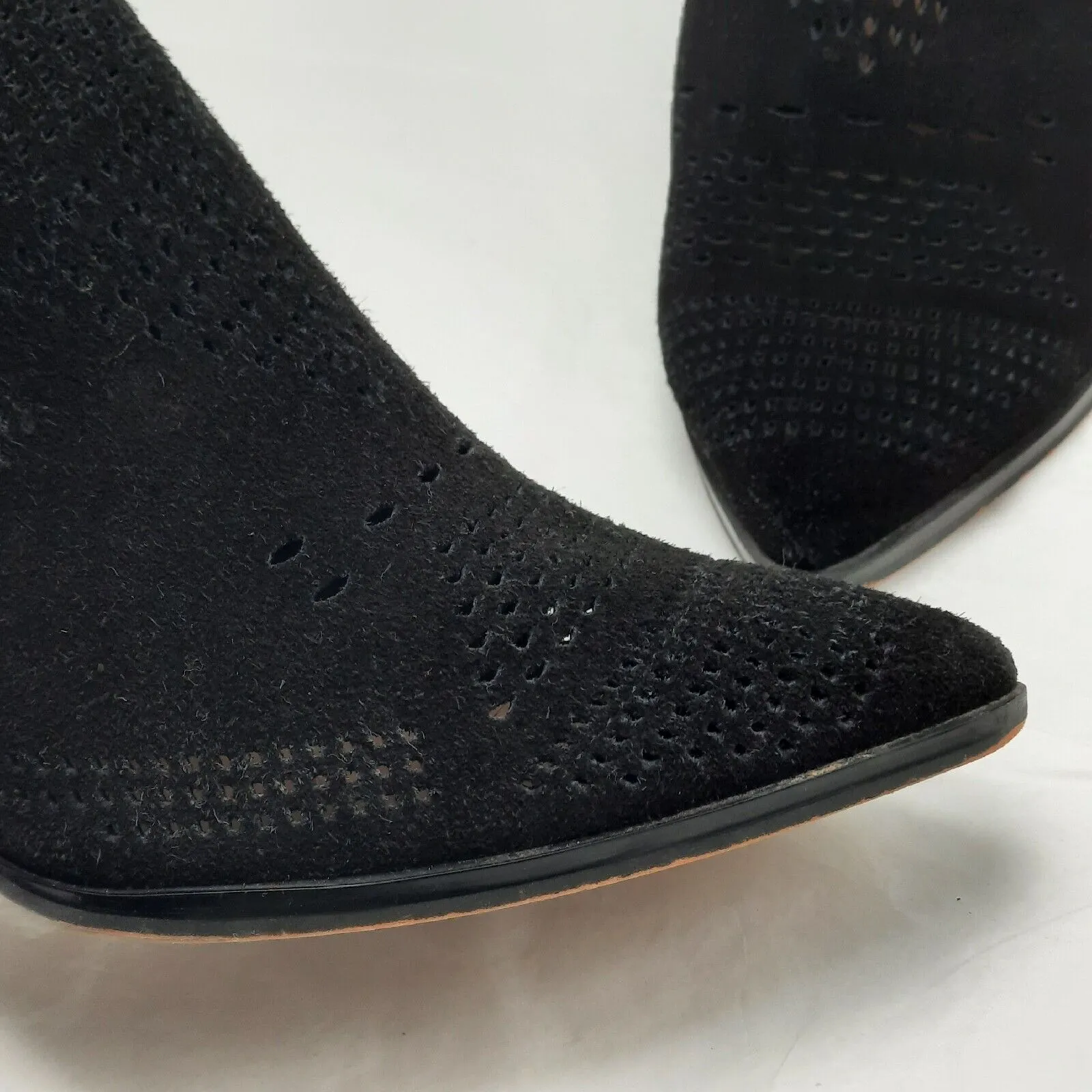 Gibson & Latimer Chunky Block Heel Shoes Womens 8M Black Slip On Suede Mules - Image 6