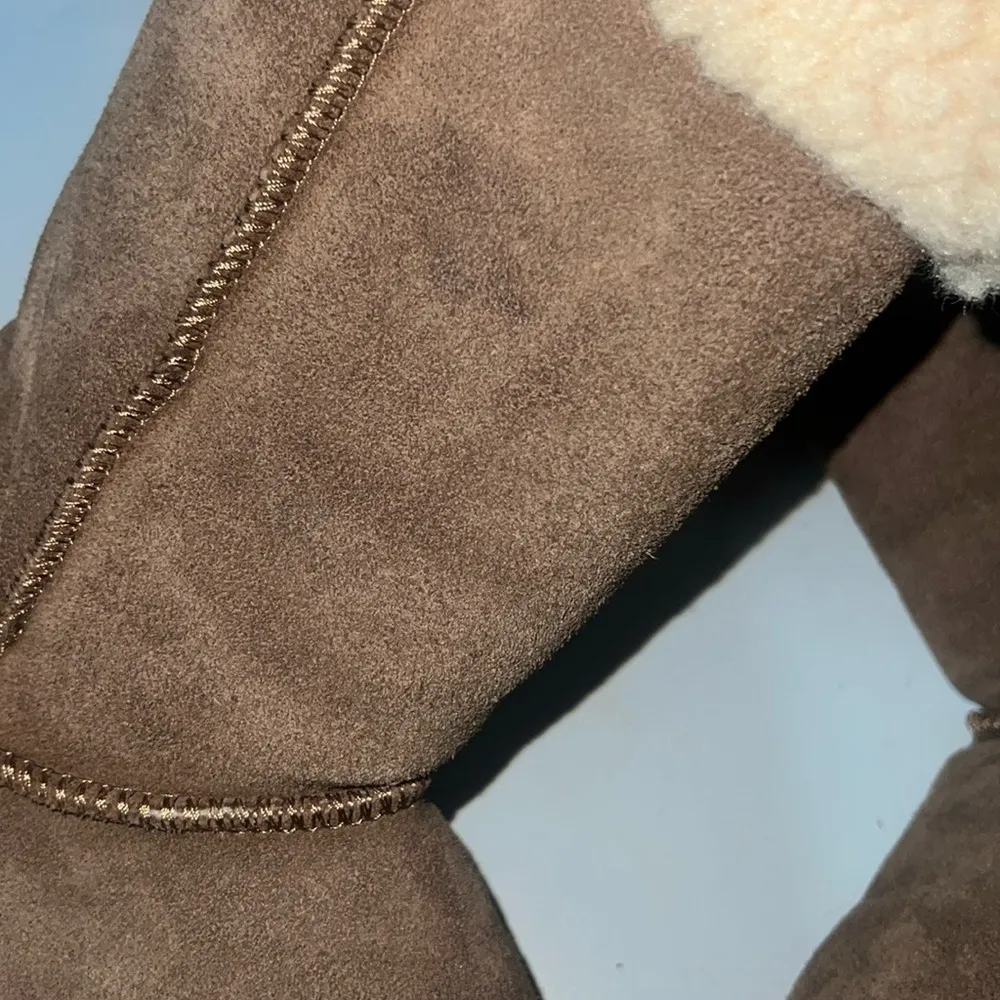 BEARPAW Womens Size 7 BROWN SUEDE FUR LINED  Pull On Flat BOOTs MARISSA - Image 5