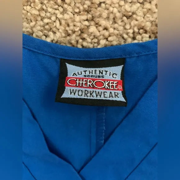 Authentic Cherokee Workwear Scrub Blue Sz M Top - Image 2