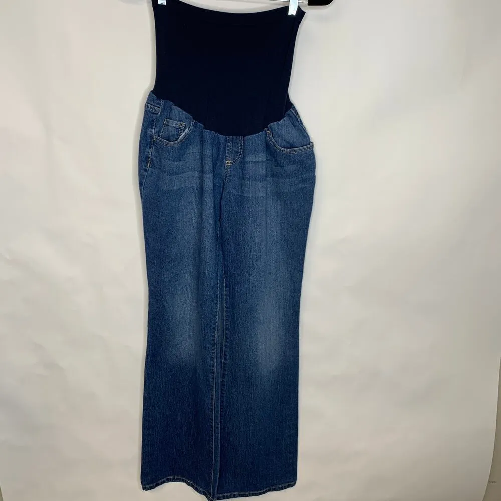 Indigo Blue Over Belly Maternity Jeans Sz Large - Image 2