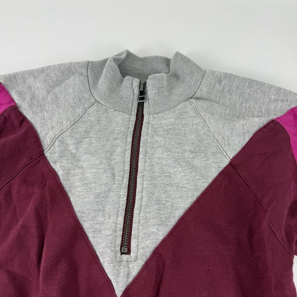 Urban Outfitters  Gray and Maroon Quarter-Zip Jacket - Image 3