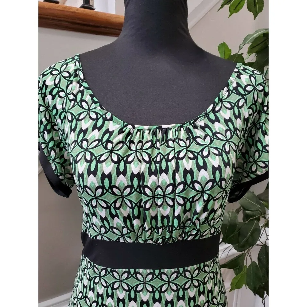 Elementz Women Green Polyester Scoop Neck Short Sleeve Knee Length Dress Size M - Image 5